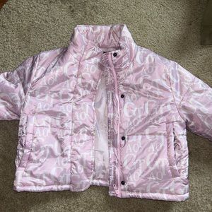 light pink cropped puffer